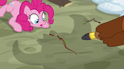 Size: 1280x720 | Tagged: safe, screencap, pinkie pie, prince rutherford, pony, yak, not asking for trouble, cloven hooves, female, male, twig