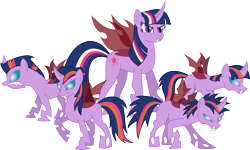 Size: 2788x1668 | Tagged: safe, artist:bridledspark, derpibooru import, twilight sparkle, oc, changeling, changeling queen, fanfic:of the hive, changeling queen oc, changelingified, fanfic art, female, of the hive, queen twilight, rainbow ponies, simple background, slit eyes, transparent background, vector