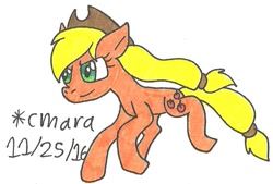 Size: 810x546 | Tagged: safe, artist:cmara, applejack, earth pony, pony, running, solo, traditional art