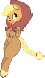 Size: 6000x10443 | Tagged: safe, artist:dfectivedvice, artist:mactavish1996, applejack, earth pony, pony, absurd resolution, animal costume, applelion, braided tail, clothes, costume, cute, jackabetes, simple background, solo, transparent background, vector