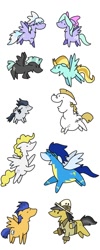 Size: 400x1000 | Tagged: safe, artist:kushina13, bulk biceps, cloudchaser, daring do, flash sentry, flitter, lightning dust, rumble, soarin', surprise, thunderlane, pegasus, pony, naname pony, pixiv, roid rage