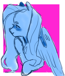 Size: 1515x1752 | Tagged: safe, artist:milky-rabbit, fluttershy, pegasus, pony, blushing, sketch, solo