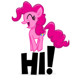 Size: 500x500 | Tagged: safe, artist:jublin, pinkie pie, pony, my little pony: the movie, animated, facebook, facebook sticker, gif, hi, pronking, reaction image, simple background, solo, sticker, white background