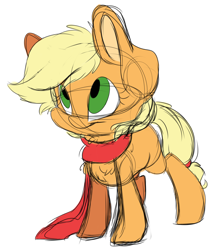 Size: 4270x4851 | Tagged: safe, artist:cutepencilcase, applejack, earth pony, pony, absurd resolution, clothes, cute, jackabetes, scarf, sketchy, solo