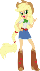 Size: 8451x14871 | Tagged: safe, artist:sugar-loop, applejack, equestria girls, .ai available, .svg available, absurd resolution, alternative cutie mark placement, box art, clothes, cowboy hat, denim skirt, doll, eqg promo pose set, equestria girls plus, facial cutie mark, freckles, hat, open mouth, ponied up, simple background, skirt, solo, stetson, transparent background, vector