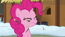 Size: 1280x720 | Tagged: safe, screencap, pinkie pie, pony, not asking for trouble, eyes closed, solo