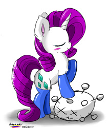 Size: 1700x2000 | Tagged: safe, artist:hisp, rarity, pony, unicorn, clothes, coronavirus, covid-19, ear fluff, eyes closed, gloves, simple background, socks, solo