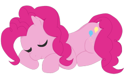 Size: 1000x650 | Tagged: safe, artist:peachiebuns, pinkie pie, earth pony, pony, eyes closed, female, mare, prone, simple background, sleeping, solo, transparent background