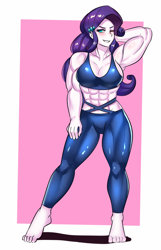 Size: 800x1240 | Tagged: safe, artist:tzc, rarity, equestria girls, arm behind head, armpits, breasts, commission, female, muscles, muscular female, raritits, ripped rarity, solo