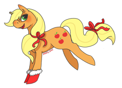 Size: 826x594 | Tagged: safe, artist:denkis, applejack, earth pony, pony, clothes, simple background, socks, solo, transparent background