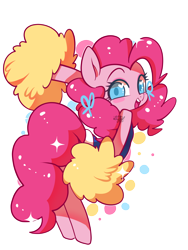 Size: 1200x1595 | Tagged: safe, artist:snow angel, pinkie pie, earth pony, pony, abstract background, cheerleader, cheerleader pinkie, clothes, colored pupils, cute, diapinkes, female, heart eyes, looking at you, simple background, skirt, solo, transparent background, wingding eyes