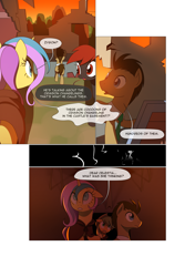 Size: 3541x5016 | Tagged: safe, artist:gashiboka, applejack, doctor whooves, oc, oc:firestorm, oc:gold lily, earth pony, pegasus, pony, comic:recall the time of no return, comic, dialogue