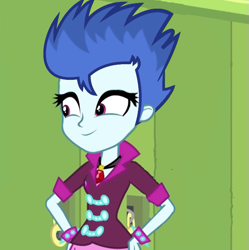 Size: 717x720 | Tagged: safe, flash sentry, sonata dusk, equestria girls, rainbow rocks, alternate hairstyle, female, fusion, meme, smiling, solo, sonata's alternate hairstyle