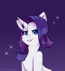 Size: 1890x2070 | Tagged: safe, artist:pandoraqueens, rarity, pony, unicorn, cheek fluff, chest fluff, cute, ear fluff, female, looking at you, mare, purple background, raribetes, shoulder fluff, simple background, smiling, solo