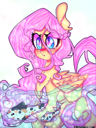 Size: 3000x4000 | Tagged: safe, artist:bunxl, fluttershy, fish, pegasus, pony, solo, swimming, water