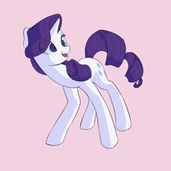 Size: 2083x2083 | Tagged: safe, artist:nodambol, artist:nodambol222, rarity, pony, unicorn, female, looking to side, mare, open mouth, pink background, simple background, smiling, solo