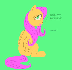Size: 648x633 | Tagged: safe, artist:pighead, fluttershy, pegasus, pony, female, mare, pink mane, requests, yellow coat