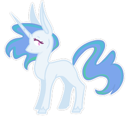 Size: 830x762 | Tagged: safe, artist:rowdykitty, princess celestia, pony, unicorn, blank flank, blue-mane celestia, female, freckles, mare, outline, race swap, simple background, solo, transparent background, unicorn celestia, younger