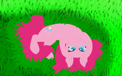 Size: 2040x1271 | Tagged: safe, artist:becker94, pinkie pie, earth pony, pony, behaving like a cat, grass, solo