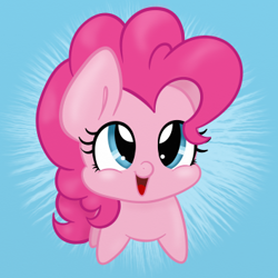 Size: 354x354 | Tagged: safe, artist:mimicproductions, pinkie pie, earth pony, pony, abstract background, chibi, happy, smiling, solo