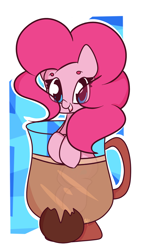 Size: 1080x1920 | Tagged: safe, artist:hedgehog-plant, pinkie pie, earth pony, pony, abstract background, cookie, female, food, glass, mare, solo