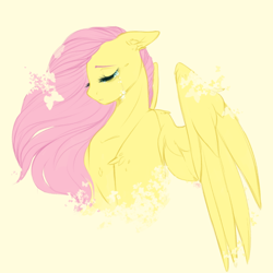 Size: 1000x1000 | Tagged: safe, artist:sightlesskitten, fluttershy, pegasus, pony, bust, crying, eyes closed, floppy ears, head down, portrait, sad, simple background, solo, spread wings, teary eyes, wings