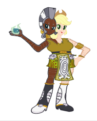 Size: 3187x4000 | Tagged: safe, artist:theunknowenone1, applejack, zecora, equestria girls, clothes, female