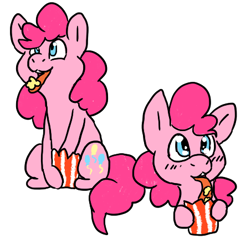 Size: 444x452 | Tagged: safe, artist:kenazraventooth, pinkie pie, earth pony, pony, cute, diapinkes, food, popcorn, simple background, solo, transparent background