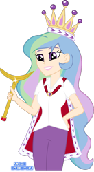 Size: 663x1209 | Tagged: safe, artist:anime-equestria, princess celestia, principal celestia, equestria girls, banana, bananalestia, cane, cape, clothes, collar, crown, exploitable meme, female, food, human coloration, jewelry, lipstick, meme, regalia, scepter, shiny, shirt, simple background, smiling, solo, transparent background, twilight scepter, twilight scepter meme, vector