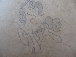 Size: 2048x1536 | Tagged: safe, artist:irdes, pinkie pie, earth pony, pony, monochrome, sketch, solo, traditional art