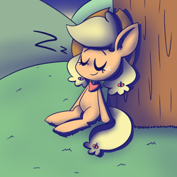 Size: 2000x2000 | Tagged: safe, artist:typhwosion, applejack, earth pony, pony, cute, ear fluff, eyes closed, jackabetes, neckerchief, sitting, solo, under the tree, zzz