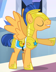 Size: 334x428 | Tagged: safe, screencap, flash sentry, pegasus, equestria girls, equestria girls (movie), eyes closed, male, solo, stallion