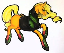 Size: 1024x860 | Tagged: safe, artist:oneiria-fylakas, applejack, earth pony, pony, clothes, solo, traditional art