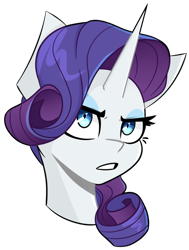 Size: 600x792 | Tagged: safe, artist:pointdelta, rarity, pony, unicorn, bust, female, frown, lidded eyes, mare, portrait, redraw, simple background, solo, transparent background