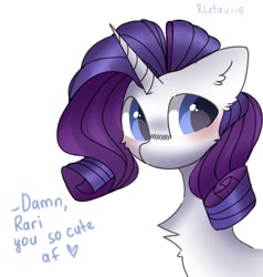 Size: 1029x1080 | Tagged: safe, artist:reonletaviio, rarity, pony, unicorn, blushing, cheek fluff, chest fluff, cute, ear fluff, raribetes, simple background, solo, white background