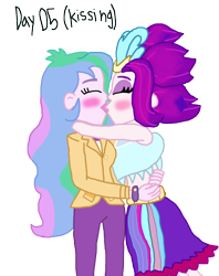 Size: 1600x2024 | Tagged: safe, artist:ktd1993, princess celestia, principal celestia, queen novo, equestria girls, blushing, female, kissing, lesbian, novolestia, shipping