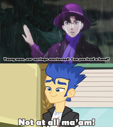 Size: 756x850 | Tagged: safe, edit, flash sentry, equestria girls, crossover, jojo's bizarre adventure, screencap comic, this will end in tears and/or death