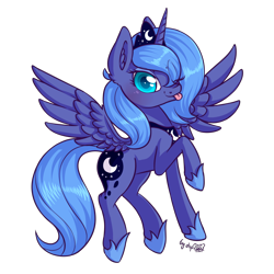 Size: 2112x2112 | Tagged: safe, artist:dsp2003, princess luna, alicorn, pony, 2018, :p, cute, female, flying, lunabetes, mare, s1 luna, silly, simple background, spread wings, tongue out, transparent background, wings