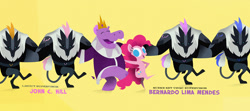 Size: 1296x577 | Tagged: safe, screencap, pinkie pie, queen of the hippos, hippopotamus, pony, my little pony: the movie, credits, crown, dancing, jewelry, pointy ponies, regalia, storm guard