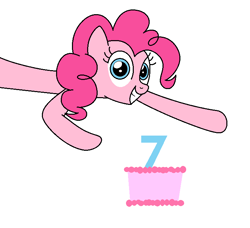 Size: 740x676 | Tagged: safe, artist:author92, derpibooru exclusive, pinkie pie, earth pony, pony, cake, food, happy birthday mlp:fim, mlp fim's seventh anniversary, simple background