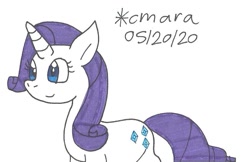 Size: 959x623 | Tagged: safe, artist:cmara, rarity, pony, unicorn, female, mare, simple background, solo, traditional art, white background