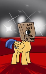 Size: 329x524 | Tagged: safe, artist:askcockyflash, flash sentry, pony, bag on head, bland, cultural reference, male, paper bag, shia labeouf, solo