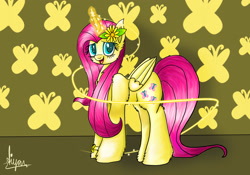 Size: 3000x2100 | Tagged: safe, artist:aiyanmanno, fluttershy, alicorn, pony, alicornified, flower, flower in hair, fluttercorn, high res, magic, race swap, solo