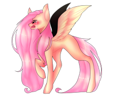 Size: 1280x1024 | Tagged: safe, artist:thunderstorm210, fluttershy, pegasus, pony, blushing, crying, eyes closed, female, mare, missing cutie mark, raised hoof, simple background, solo, spread wings, transparent background, wings