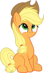 Size: 3600x6000 | Tagged: safe, artist:bugplayer, artist:slb94, applejack, earth pony, pony, absurd resolution, cute, female, jackabetes, looking up, mare, missing cutie mark, silly, silly pony, simple background, sitting, smiling, solo, transparent background, vector, who's a silly pony