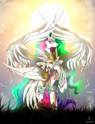 Size: 4000x5192 | Tagged: safe, artist:zidanemina, princess celestia, alicorn, pony, armor, female, mare, saint seiya, solo