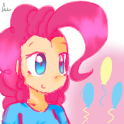 Size: 1200x1200 | Tagged: safe, artist:chikiz65, pinkie pie, human, bust, colored, cutie mark, humanized, light, lightly watermarked, shading, solo, watermark