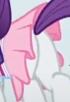 Size: 140x205 | Tagged: safe, screencap, rarity, pony, unicorn, sleepless in ponyville, bum, butt, clothes, cropped, dress, female, mare, picture for breezies, plot, technically an upskirt shot