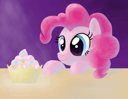 Size: 900x700 | Tagged: safe, artist:dashyoshi, pinkie pie, earth pony, pony, cupcake, food, smiling, solo