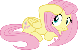 Size: 4377x2801 | Tagged: safe, artist:sinkbon, fluttershy, pegasus, pony, for whom the sweetie belle toils, .ai available, female, folded wings, looking sideways, mare, prone, simple background, solo, transparent background, vector, wings